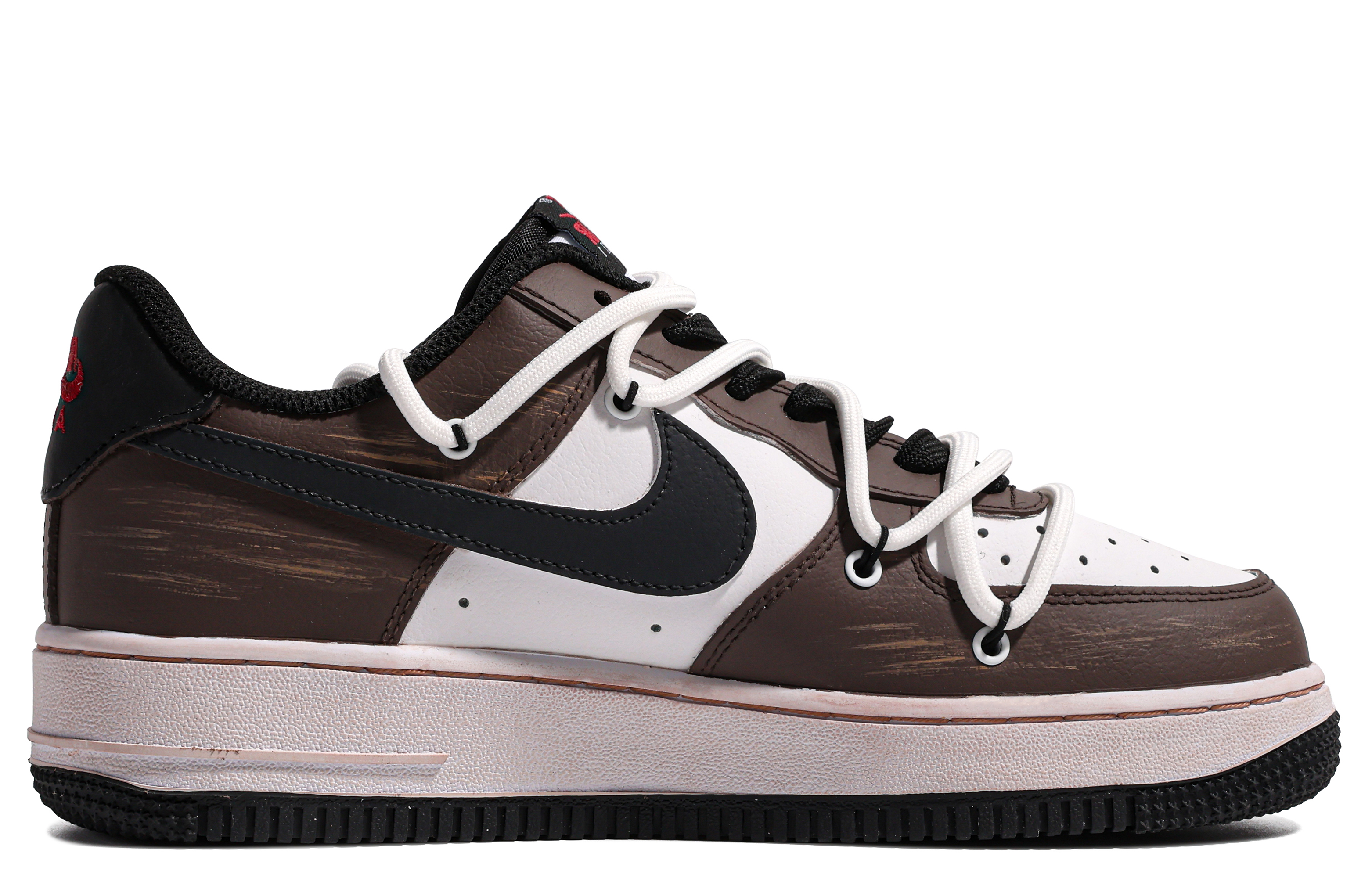 Order (W) [Kasut Custom] Nike Air Force 1 Rendah 'Coklat-Emas-Putih-Hitam Da Vinci' DV1331-100(TeamM-女款美式60’s-BOX)