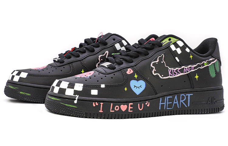 Lookbook (W) Zapatillas Nike Air Force 1 Low 'Da Vinci Ajedrez' Personalizadas DD8959-001(TeamM-女款涂鸦亚比彩黑)