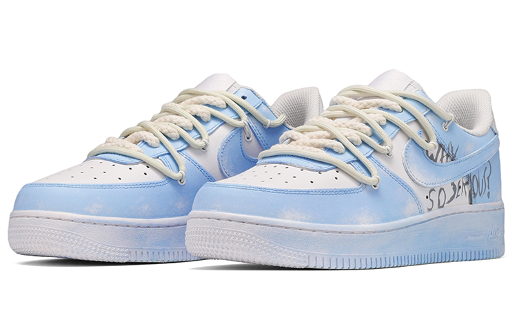 Lookbook 【定製球鞋】 Nike Air Force 1 Low 空軍一號 浸染 解構風 低幫 板鞋 女款 藍白