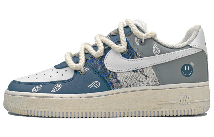 Buy 【定製球鞋】 Nike Air Force 1 Low 空軍一號 牛仔腰果花 丹寧 復古 禮物 低幫 板鞋 女款 灰藍