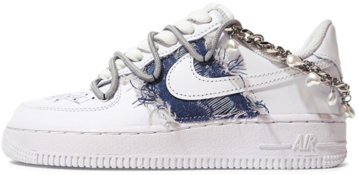 custom-shoes-women-nike-air-force-1-low-denim-distressed-iridescent-pearl-double-lace