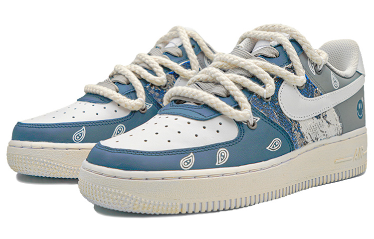 Lookbook 【定製球鞋】 Nike Air Force 1 Low 空軍一號 牛仔腰果花 丹寧 復古 禮物 低幫 板鞋 女款 灰藍