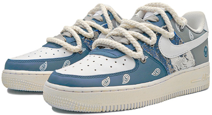【定製球鞋】 Nike Air Force 1 Low 空軍一號 牛仔腰果花 丹寧 復古 禮物 低幫 板鞋 女款 灰藍 Lookbook 【定製球鞋】 Nike Air Force 1 Low 空軍一號 牛仔腰果花 丹寧 復古 禮物 低幫 板鞋 女款 灰藍