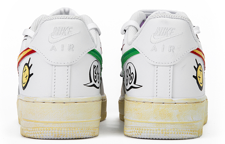 Purchase 【定製球鞋】Nike Air Force 1 空軍一號 野鶴製造 低幫 塗鴉系列 沙漠風 解構鞋帶 南瓜 仙人掌 笑臉 vibe做舊 女款 純白塗鴉