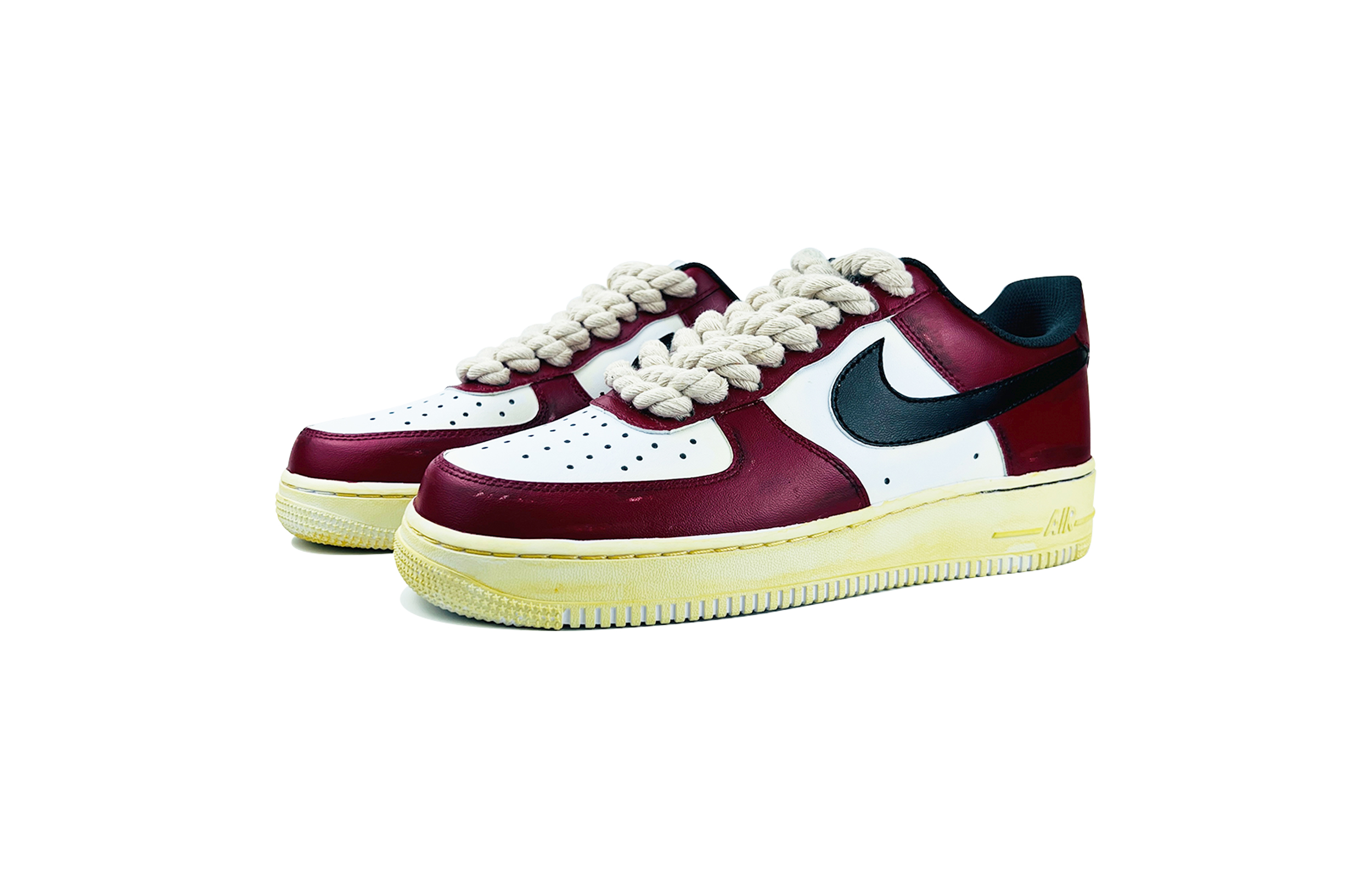 Lookbook (W) Zapatillas Nike Air Force 1 Low "Chicago" Personalizadas DD8959-100(TeamD-女款做旧芝加哥)