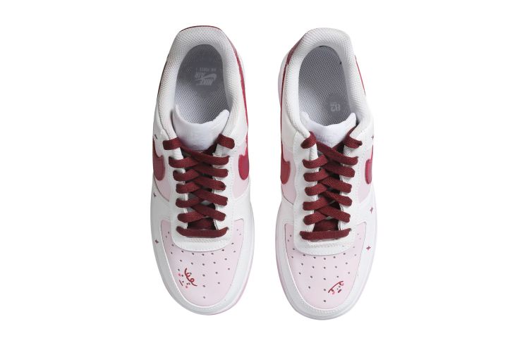 Shop (W) [Sepatu Kustom] Nike Air Force 1 Low 'Distressed Pink Red Cherry Star' DD8959-100(Team拾玖-AF樱桃S-BOX)