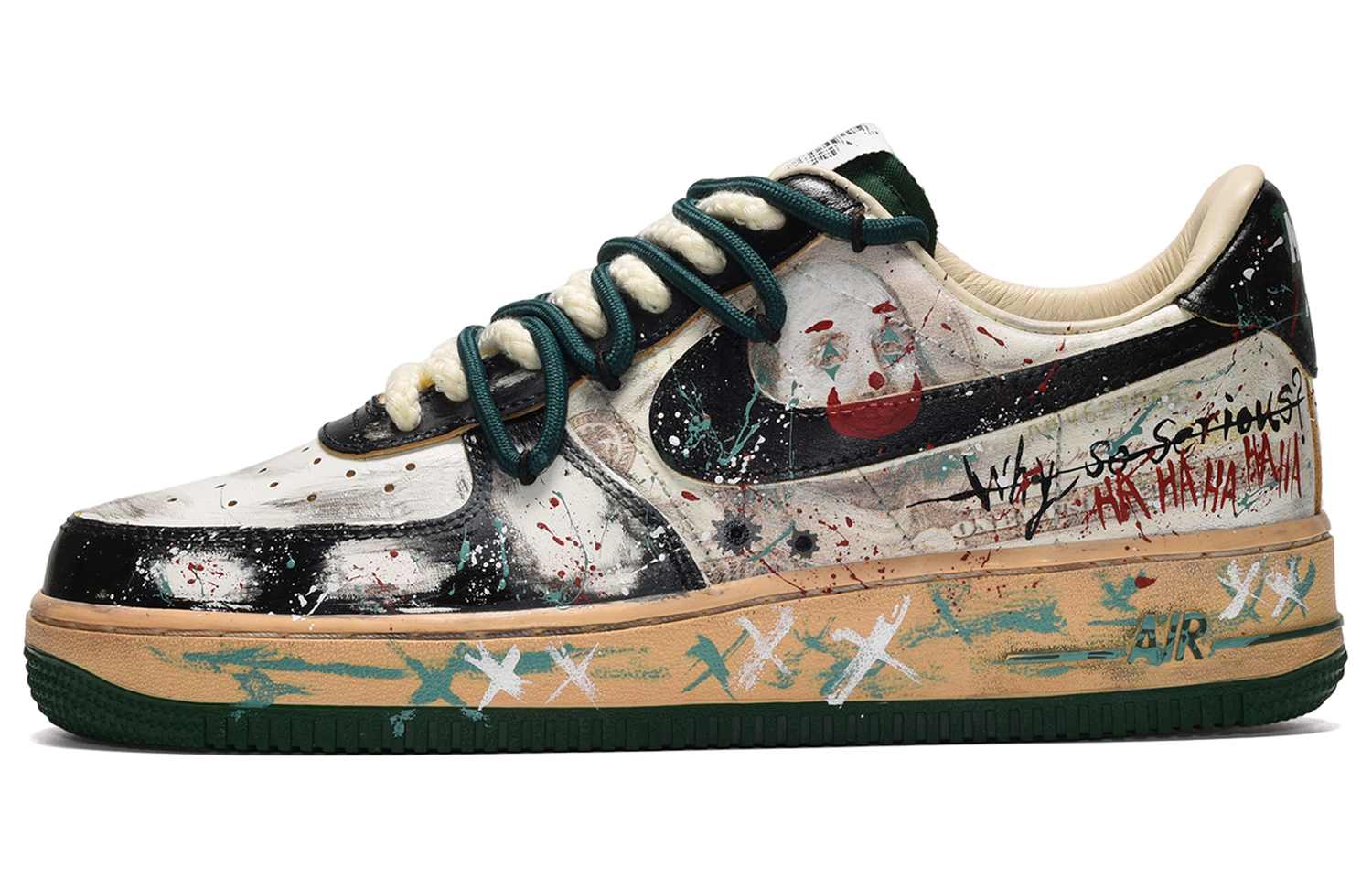 Buy (W) ナイキ AF1 ロー カスタム「ドーパミンジョーカー」 DZ4764-133(TeamE-女款小丑黑白绿)