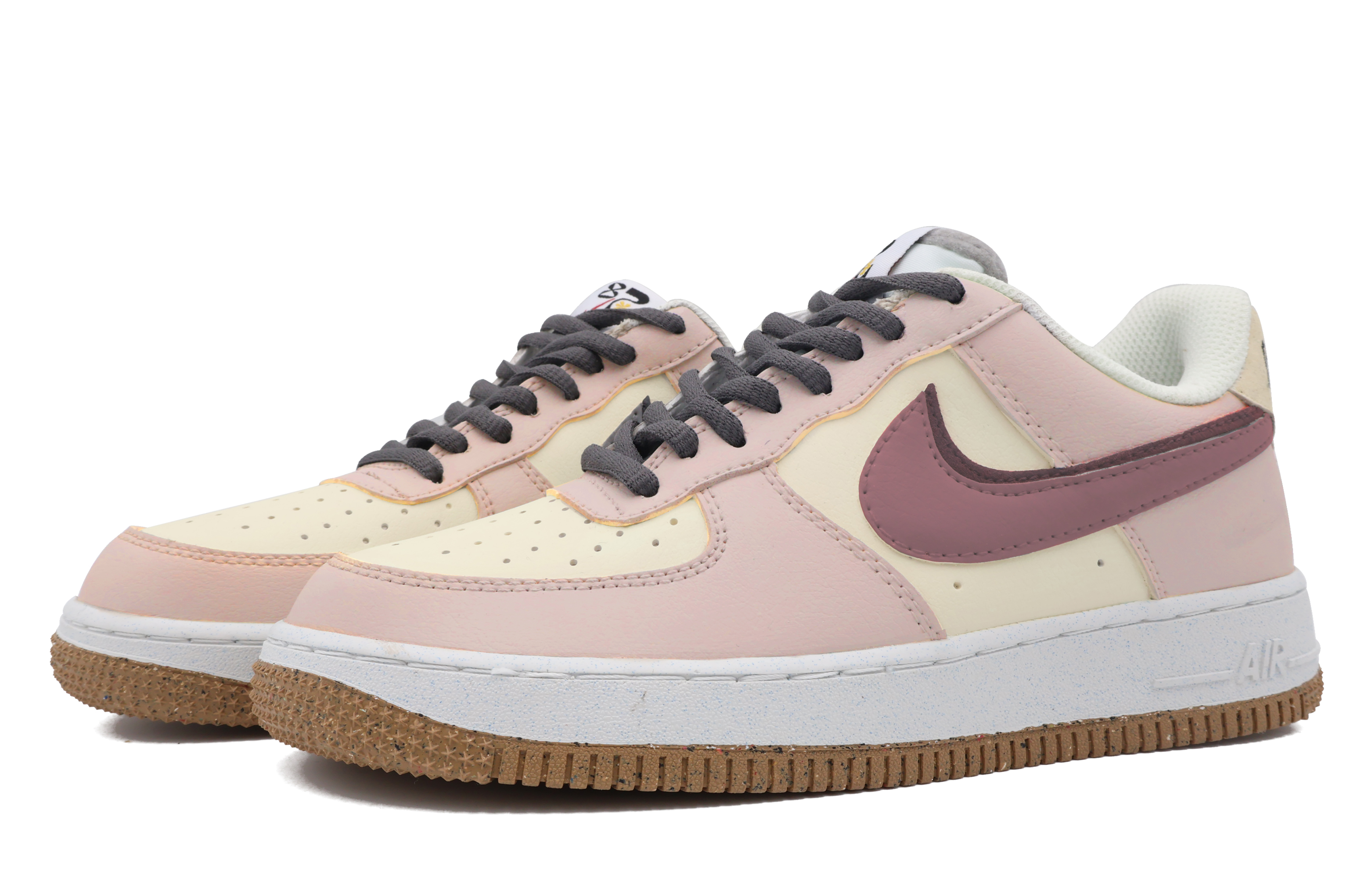 Lookbook (W) [Kasut Custom] Nike Air Force 1 Low 'Double Swoosh Kelabu' DX6065-101(Team53-女款粉色泡泡)