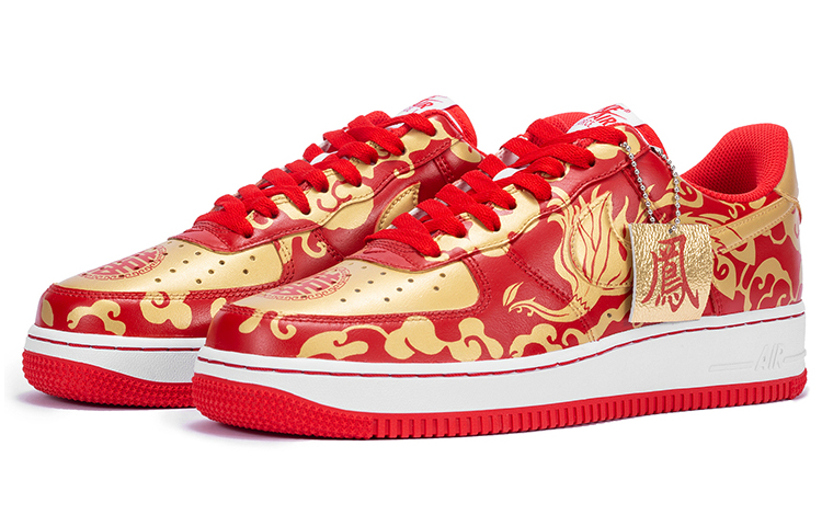 Shop 【訂製球鞋】Nike Air Force 1 Low 空軍一號 龍鳳呈祥 婚鞋 新婚禮物 低幫 板鞋 女款 紅金