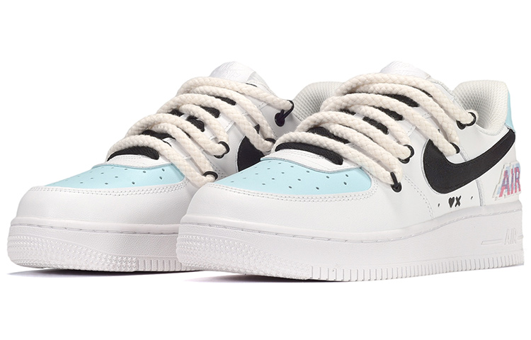 Lookbook (W) 【カスタムシューズ】(女性用) ナイキエアフォース1 'Electronic Patchwork - ブラックホワイトブルー' DD8959-100(TeamE-女款电子风皮贴黑白蓝)