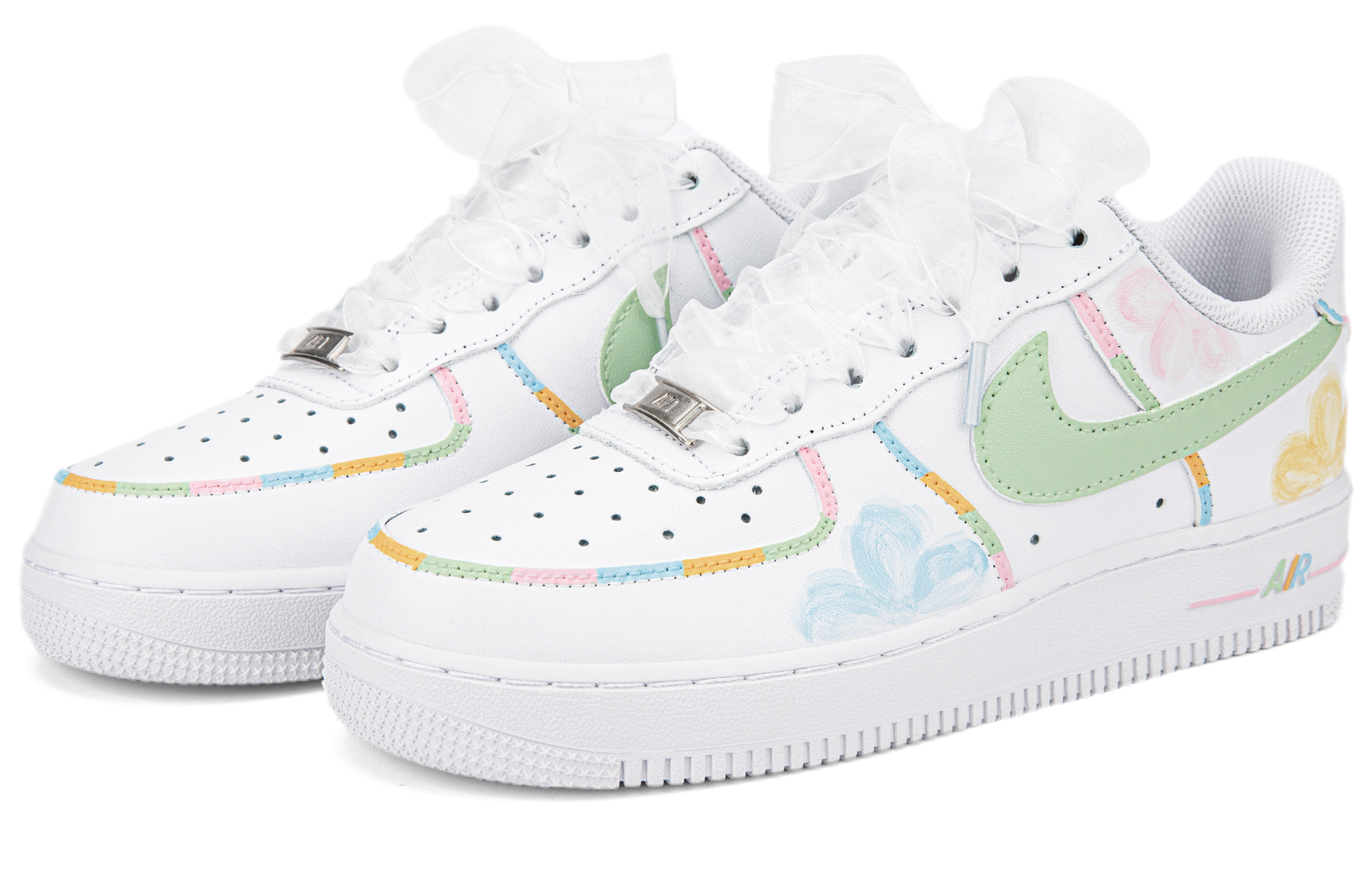 Lookbook (W) [Zapatos Personalizados] Nike Air Force 1 Low 'Floral Blanco Verde Amarillo' DD8959-100-465866