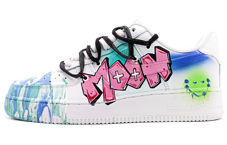 Buy (W) [Sepatu Custom] Nike Air Force 1 Low 'Seni Grafiti Deconstructed' DD8959-100(TeamM-女款流体艺术涂鸦蓝绿粉)