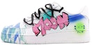 Buy 【定製球鞋】Nike Air Force 1 Low "Triple White" 空軍一號 流體藝術主題定製 流體藝術 塗鴉解構 做舊 情侶 禮物 高街 低幫 板鞋 女款 藍綠粉
