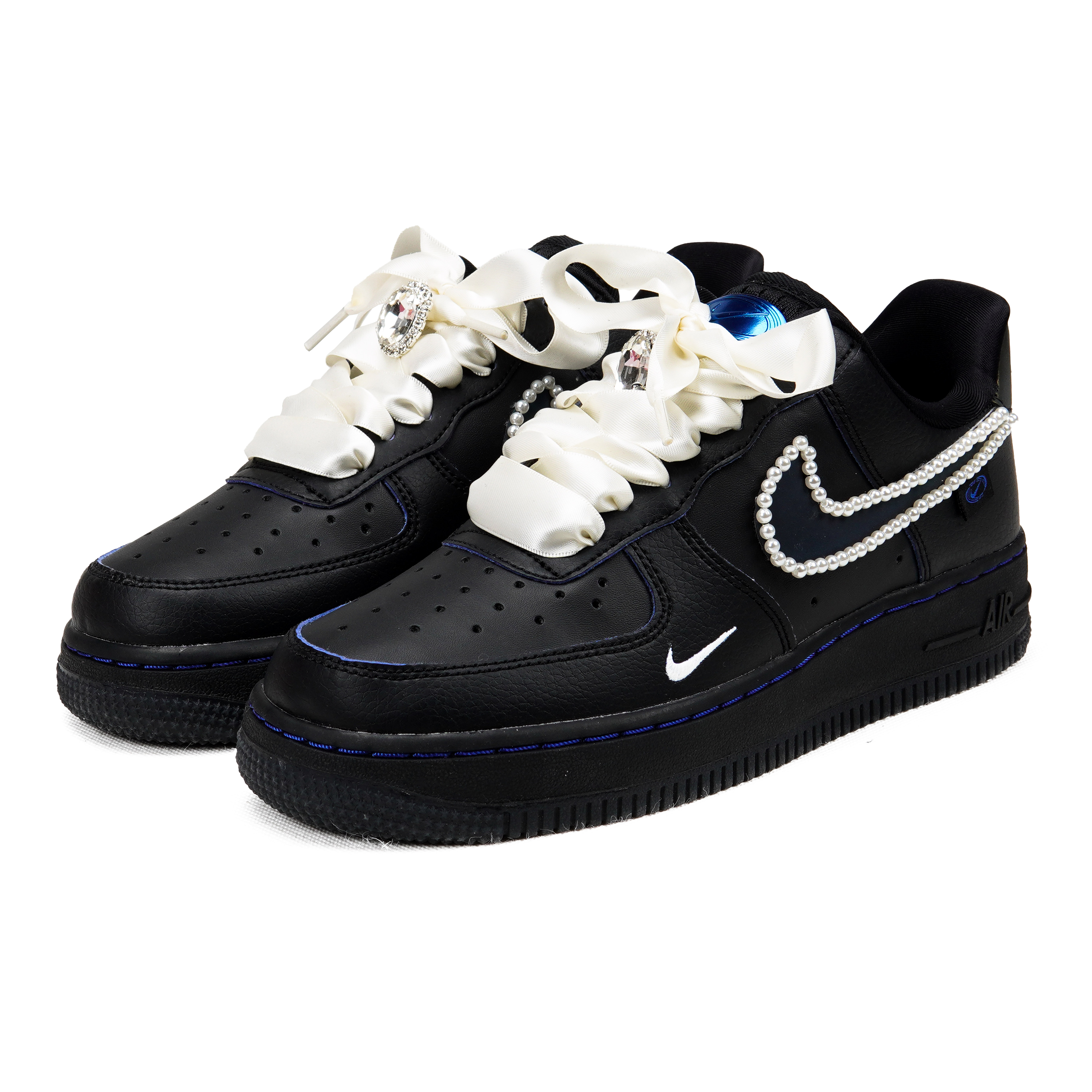[Custom Shoes] (W) Nike Air Force 1 Low 'French Romantic Pearl Black-Blue' 圖 4