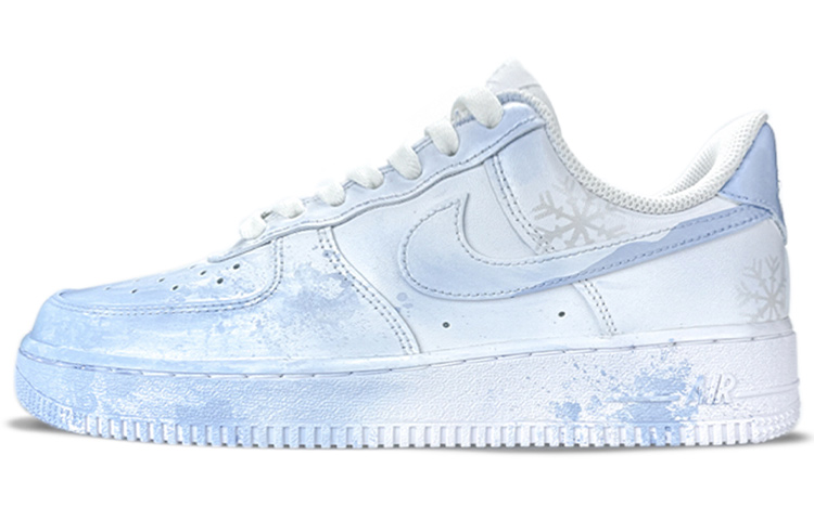 Buy 【定制運動鞋】 Nike Air Force 1 Low 冰雪奇緣 特殊禮盒 雪花 雪山 漸變推薦 低幫 板鞋 女款 藍白