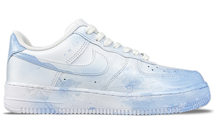 Order 【定制運動鞋】 Nike Air Force 1 Low 冰雪奇緣 特殊禮盒 雪花 雪山 漸變推薦 低幫 板鞋 女款 藍白