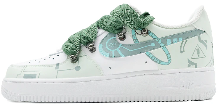 custom-shoes-women-nike-air-force-1-low-future-hand-painted-graffiti-white-green