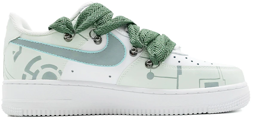 【定制球鞋】Nike Air Force 1 Low 未來 手繪塗鴉 低幫 板鞋 女款 白綠 Order 【定制球鞋】Nike Air Force 1 Low 未來 手繪塗鴉 低幫 板鞋 女款 白綠