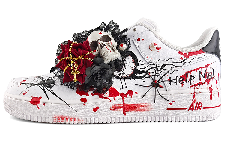 Buy (W) 【カスタムシューズ】(女性用) ナイキ エア フォース 1 ロー「ゴシック スカル グラフィティ ローズ」 DD8959-100(Team13-哥特骷髅涂鸦E)
