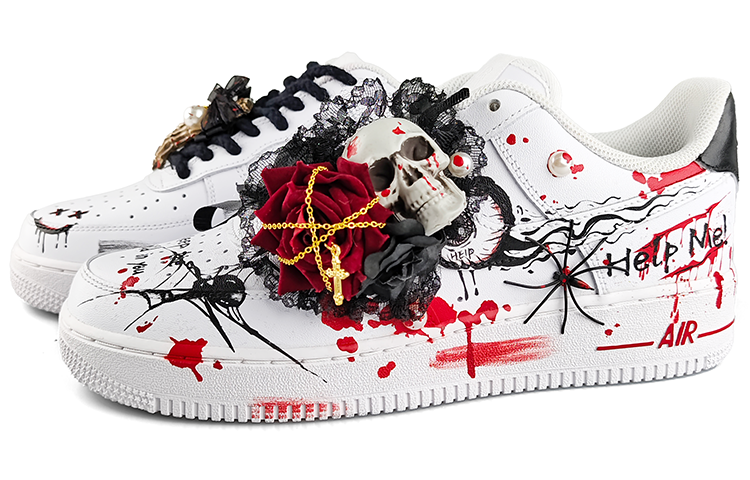 Purchase (W) 【カスタムシューズ】(女性用) ナイキ エア フォース 1 ロー「ゴシック スカル グラフィティ ローズ」 DD8959-100(Team13-哥特骷髅涂鸦E)