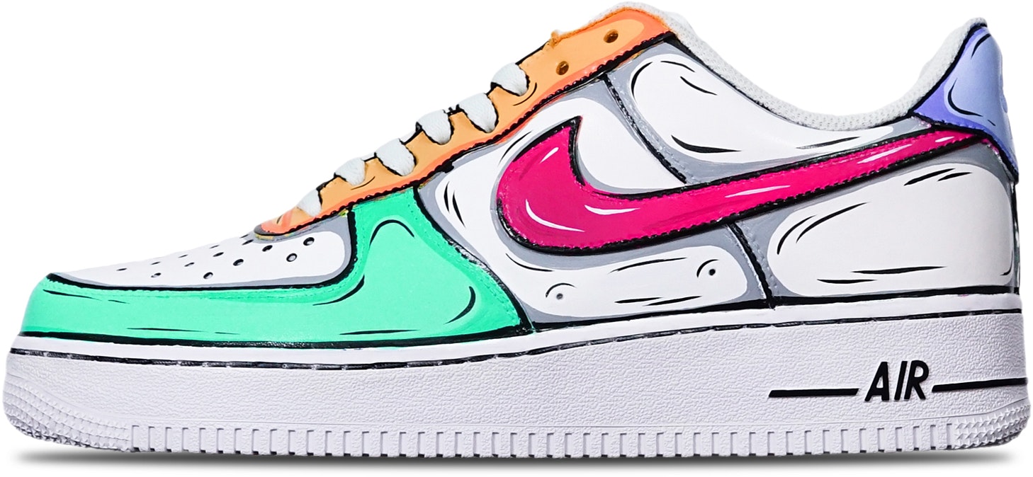 custom-shoes-women-nike-air-force-1-low-green-orange-purple