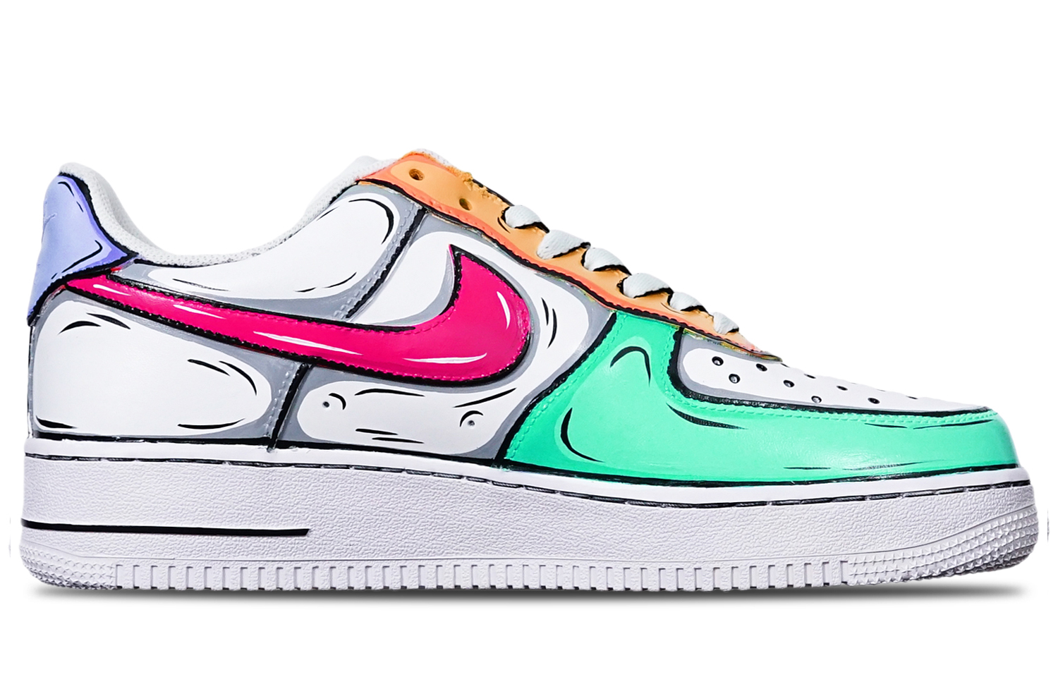 Order (W) [定制鞋] 耐克空军1号低帮'绿橙紫色' DD8959-100(TeamT-二次元绿橙紫S-BOX)