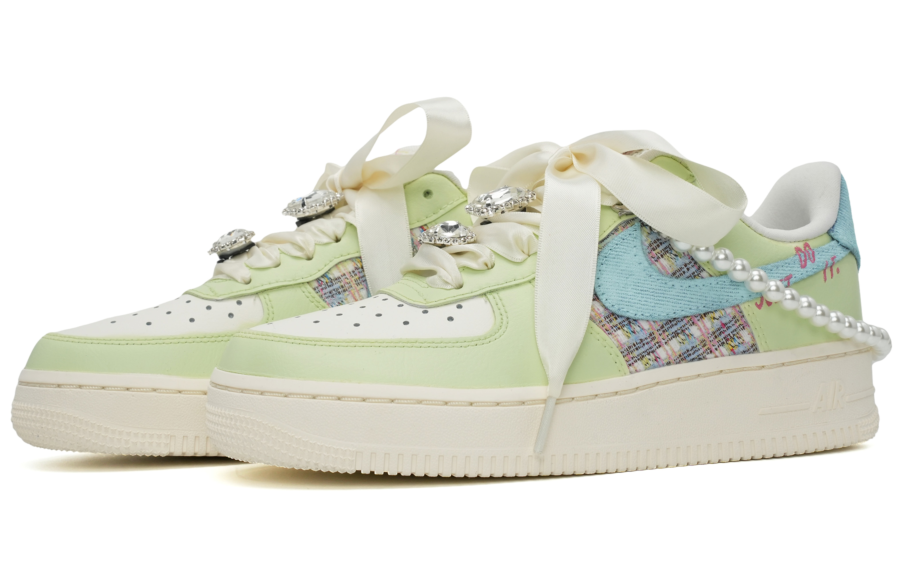 Lookbook (W) 나이키 에어포스1 로우 '청록백색 실크 - 프레시 데님' FJ7740-141(Team35-AF1青苹果小香风）