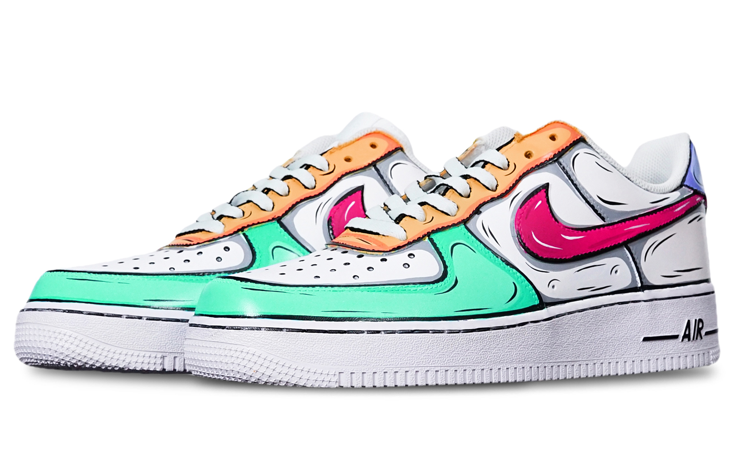 Lookbook (W) [定制鞋] 耐克空军1号低帮'绿橙紫色' DD8959-100(TeamT-二次元绿橙紫S-BOX)