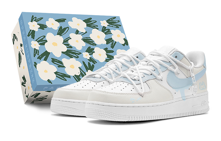 Buy 【訂製球鞋】 Nike Air Force 1 Low 空軍一號 秋遊季 減齡穿搭 可愛小兔 特殊鞋盒 防滑 低筒 板鞋 女款 灰藍