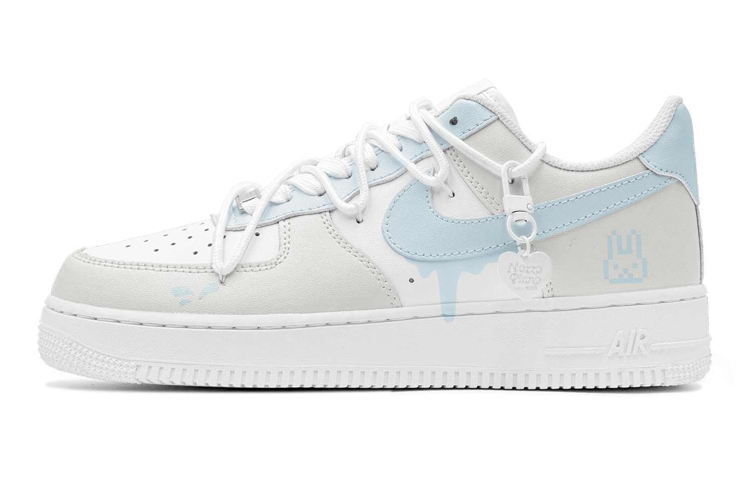 Order 【訂製球鞋】 Nike Air Force 1 Low 空軍一號 秋遊季 減齡穿搭 可愛小兔 特殊鞋盒 防滑 低筒 板鞋 女款 灰藍