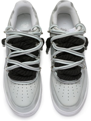 【定制球鞋】Nike Air Force 1 Low "T10" 雙鞋帶 手繪噴繪 低筒 板鞋 女款 灰黑 Shop 【定制球鞋】Nike Air Force 1 Low "T10" 雙鞋帶 手繪噴繪 低筒 板鞋 女款 灰黑