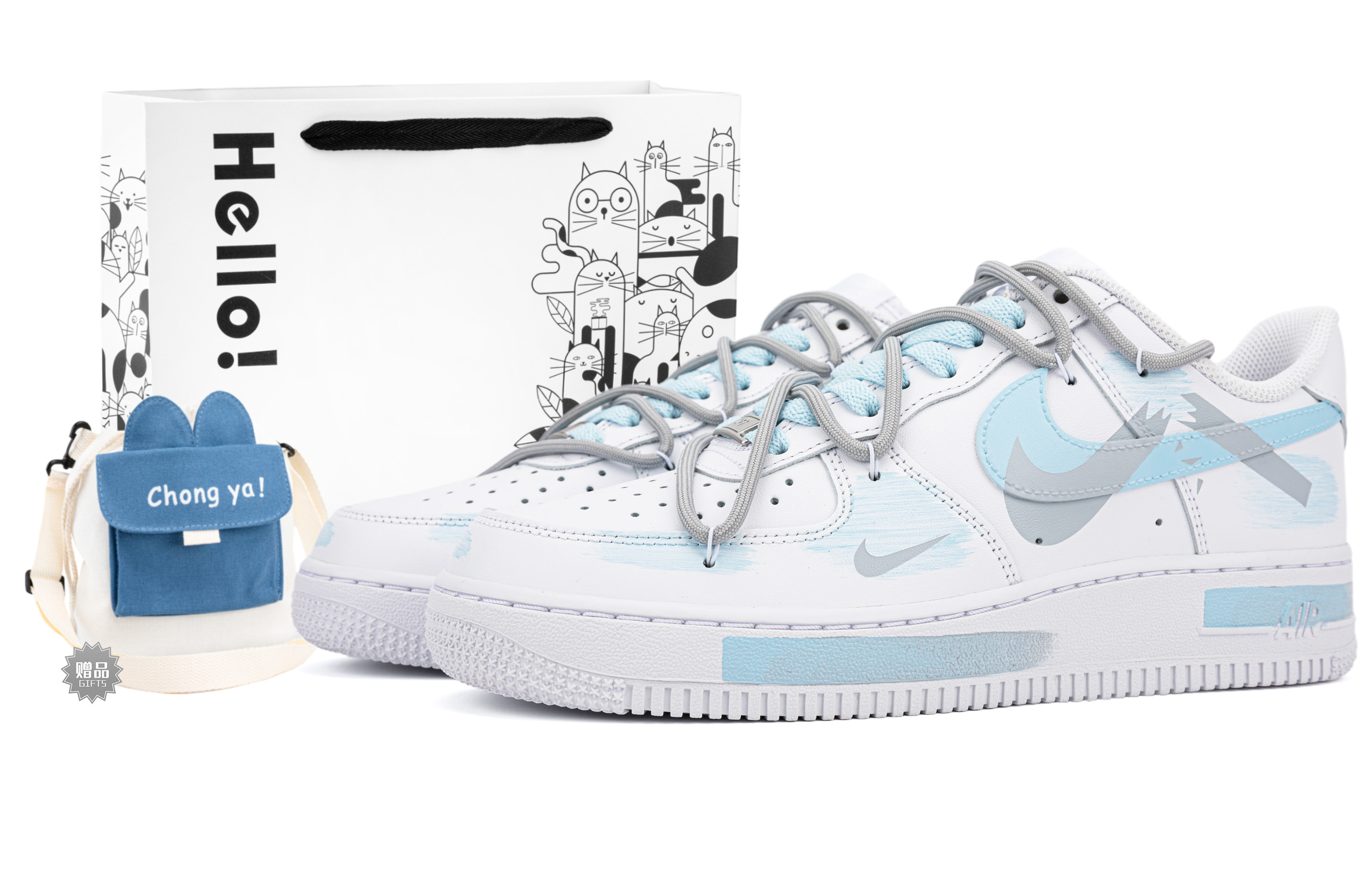 [Custom Shoes] (W) Nike Air Force 1 Low 'Hand-Painted Swoosh Deconstructed'
