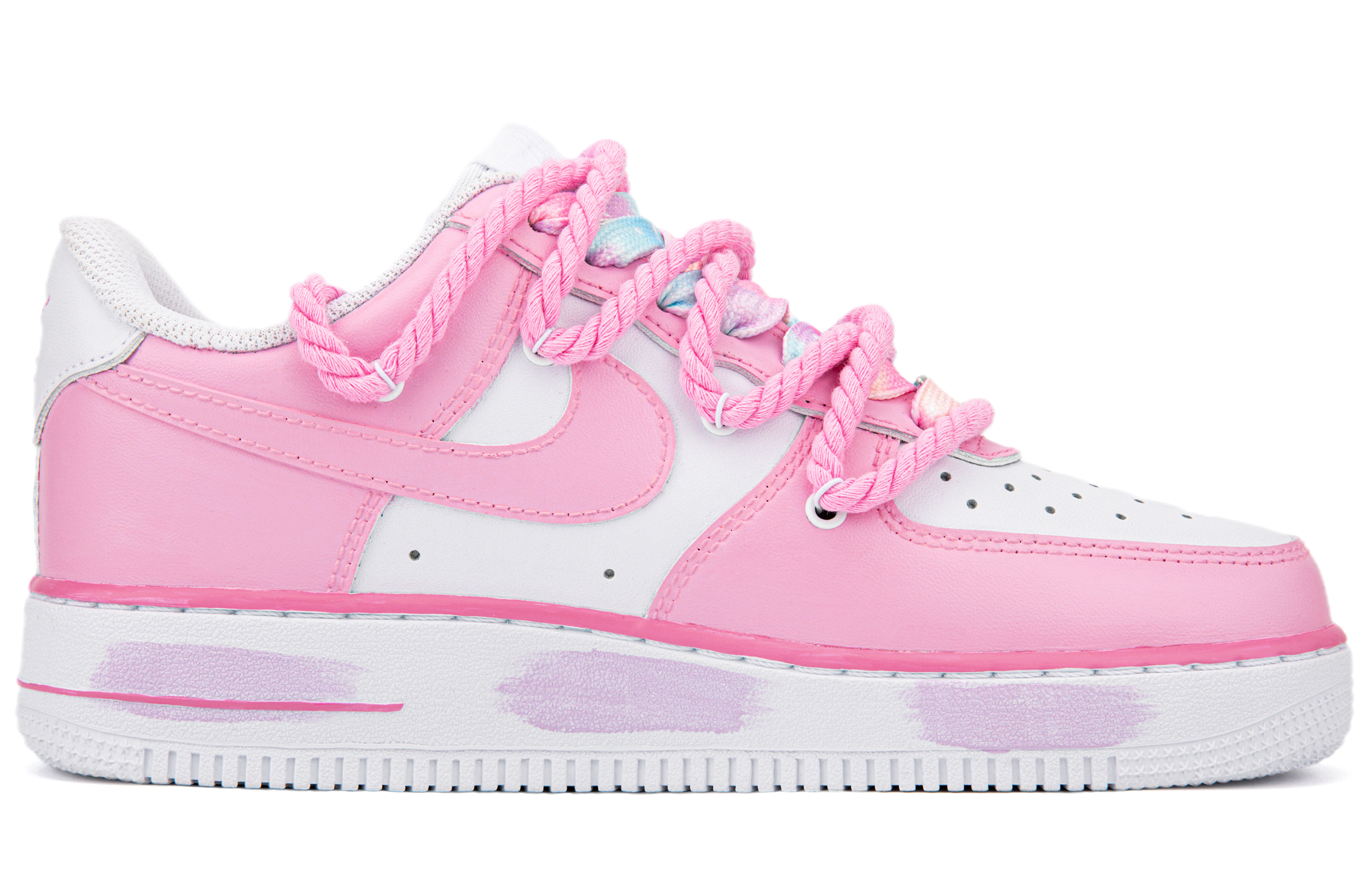 [Custom Shoes] (W) Nike Air Force 1 Low 'Hand-Painted Heart White-Pink' 圖 2