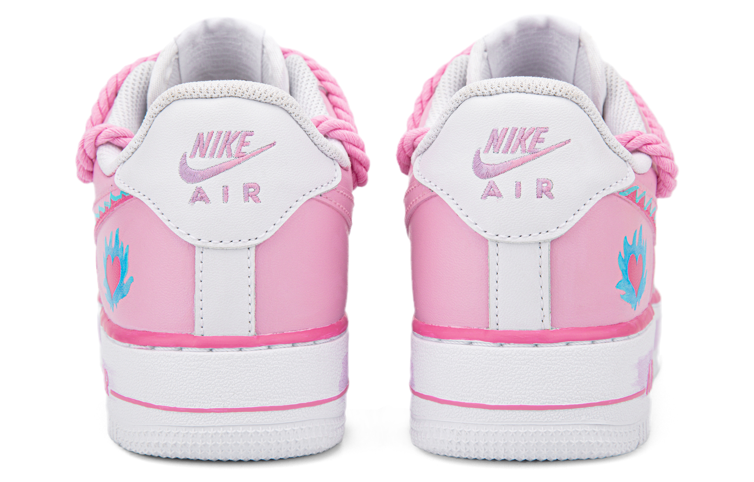 [Custom Shoes] (W) Nike Air Force 1 Low 'Hand-Painted Heart White-Pink' 圖 4