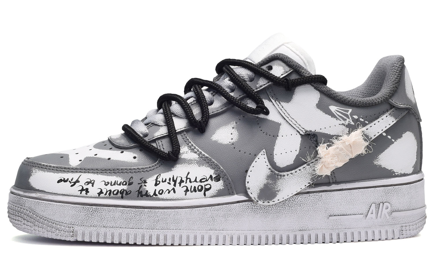 Buy (W) [Kasut Custom] Nike Air Force 1 Low 'Handwritten Double Swoosh Putih-Kelabu' DD8959-100(TeamE-女款刮刮乐叉叉白灰)