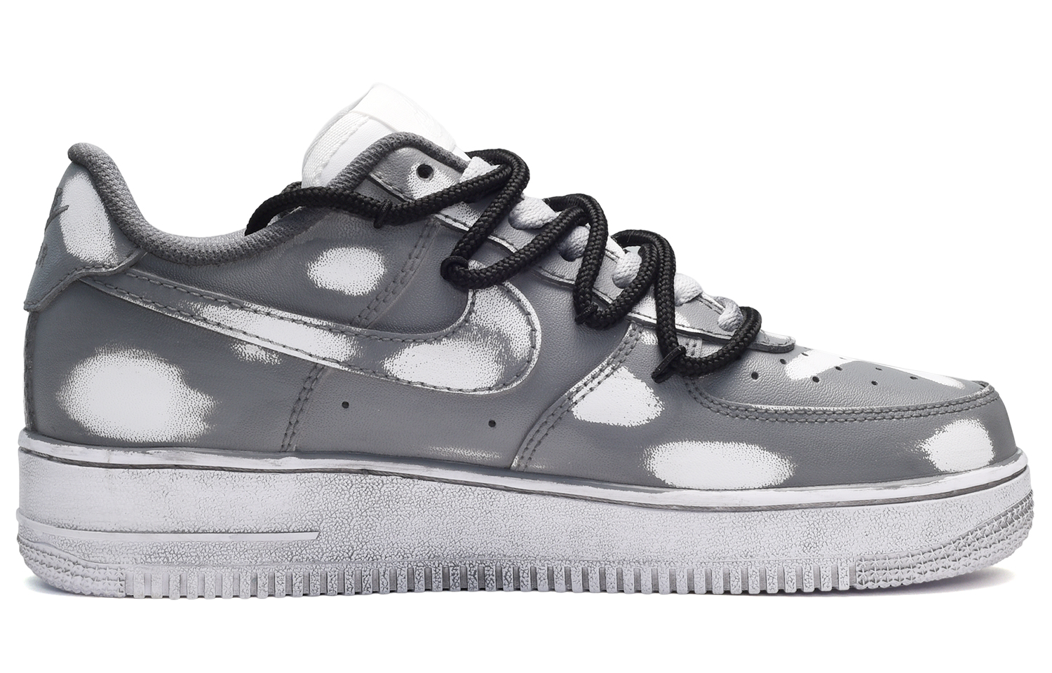 Order (W) [Kasut Custom] Nike Air Force 1 Low 'Handwritten Double Swoosh Putih-Kelabu' DD8959-100(TeamE-女款刮刮乐叉叉白灰)