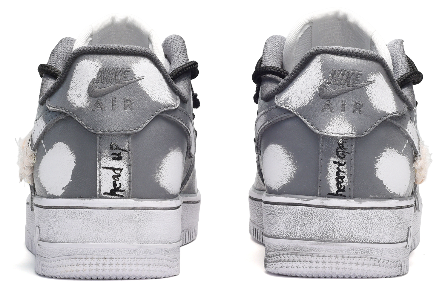 Shop (W) [Kasut Custom] Nike Air Force 1 Low 'Handwritten Double Swoosh Putih-Kelabu' DD8959-100(TeamE-女款刮刮乐叉叉白灰)