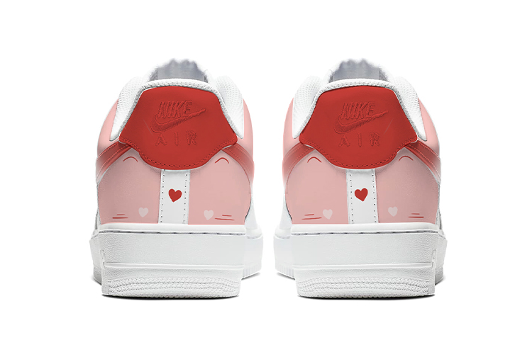 Shop 【定制球鞋】Nike Air Force 1 Low 空軍一號 Hart Ring 噴繪 低幫 板鞋 女款 紅白