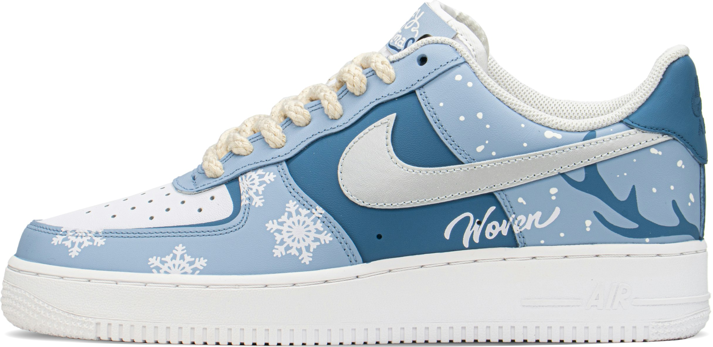 custom-shoes-women-nike-air-force-1-low-ice-snowflake-deer-blue