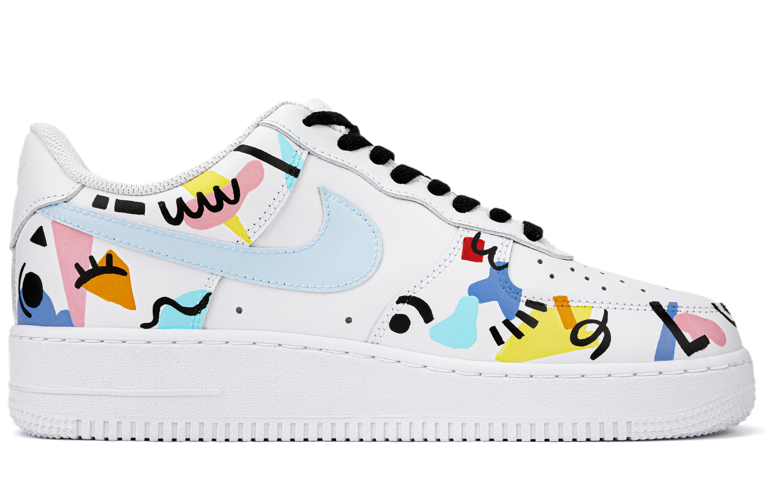 Order (W) [Kasut Custom] Nike Air Force 1 Low 'Grafiti Jalan Impresionis Hitam Biru Putih' DD8959-100(Team18-AF1女款趣味涂鸦）