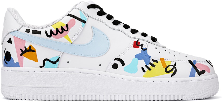 (W) 【カスタムシューズ】(女性用) ナイキ エアフォース1 ロー『印象派ストリートグラフィティ 黒青白』 DD8959-100(Team18-AF1女款趣味涂鸦) Order (W) 【カスタムシューズ】(女性用) ナイキ エアフォース1 ロー『印象派ストリートグラフィティ 黒青白』 DD8959-100(Team18-AF1女款趣味涂鸦)