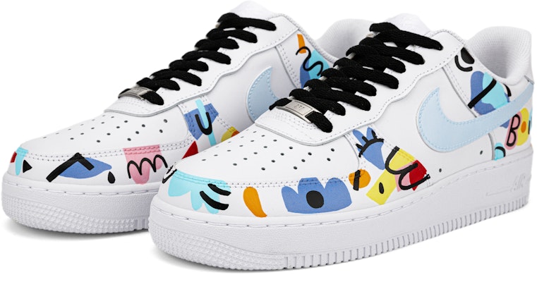 (W) 【カスタムシューズ】(女性用) ナイキ エアフォース1 ロー『印象派ストリートグラフィティ 黒青白』 DD8959-100(Team18-AF1女款趣味涂鸦) Lookbook (W) 【カスタムシューズ】(女性用) ナイキ エアフォース1 ロー『印象派ストリートグラフィティ 黒青白』 DD8959-100(Team18-AF1女款趣味涂鸦)