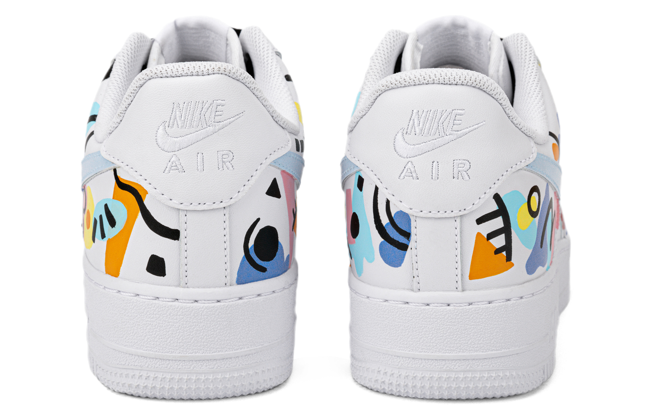 Shop (W) [Kasut Custom] Nike Air Force 1 Low 'Grafiti Jalan Impresionis Hitam Biru Putih' DD8959-100(Team18-AF1女款趣味涂鸦）