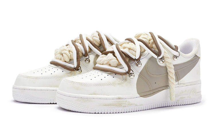 Lookbook (W) [Sepatu Custom] Nike Air Force 1 Low 'Khaki Putih Custom' DD8959-100(TeamR-女款''T10''卡其)