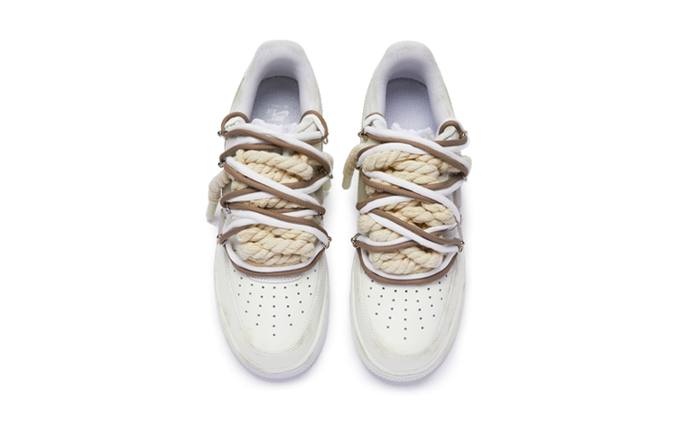 Shop (W) [Sepatu Custom] Nike Air Force 1 Low 'Khaki Putih Custom' DD8959-100(TeamR-女款''T10''卡其)