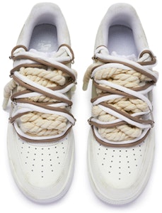 【定制球鞋】 Nike Air Force 1 Low T10 雙鞋帶 手繪噴繪 低幫 板鞋 女款 咖啡白 Shop 【定制球鞋】 Nike Air Force 1 Low T10 雙鞋帶 手繪噴繪 低幫 板鞋 女款 咖啡白