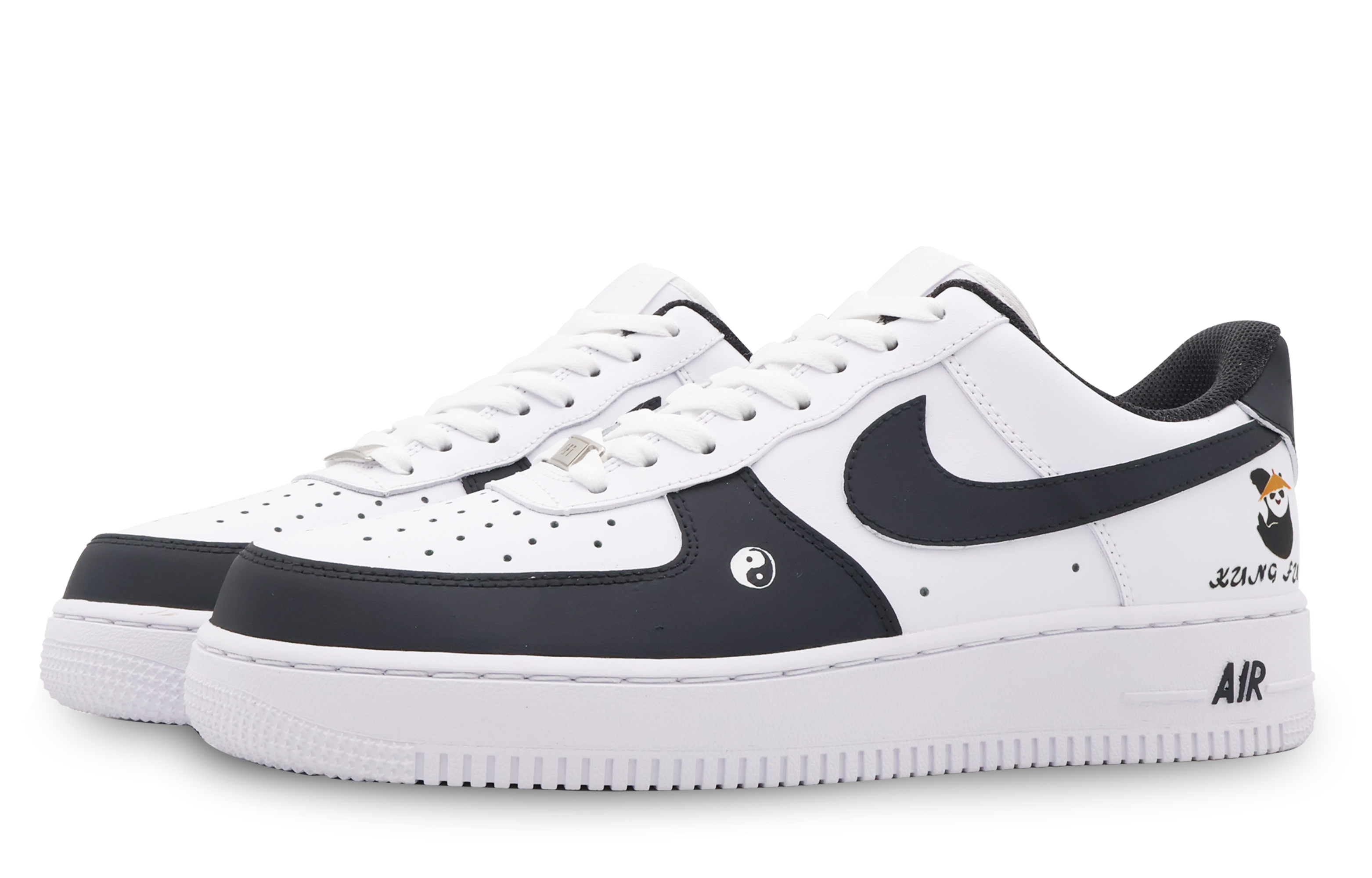 Lookbook (W) [Kasut Custom] Nike Air Force 1 Rendah 'Kung Fu Panda Hitam Putih' DD8959-100(Team53-女款功夫熊猫)