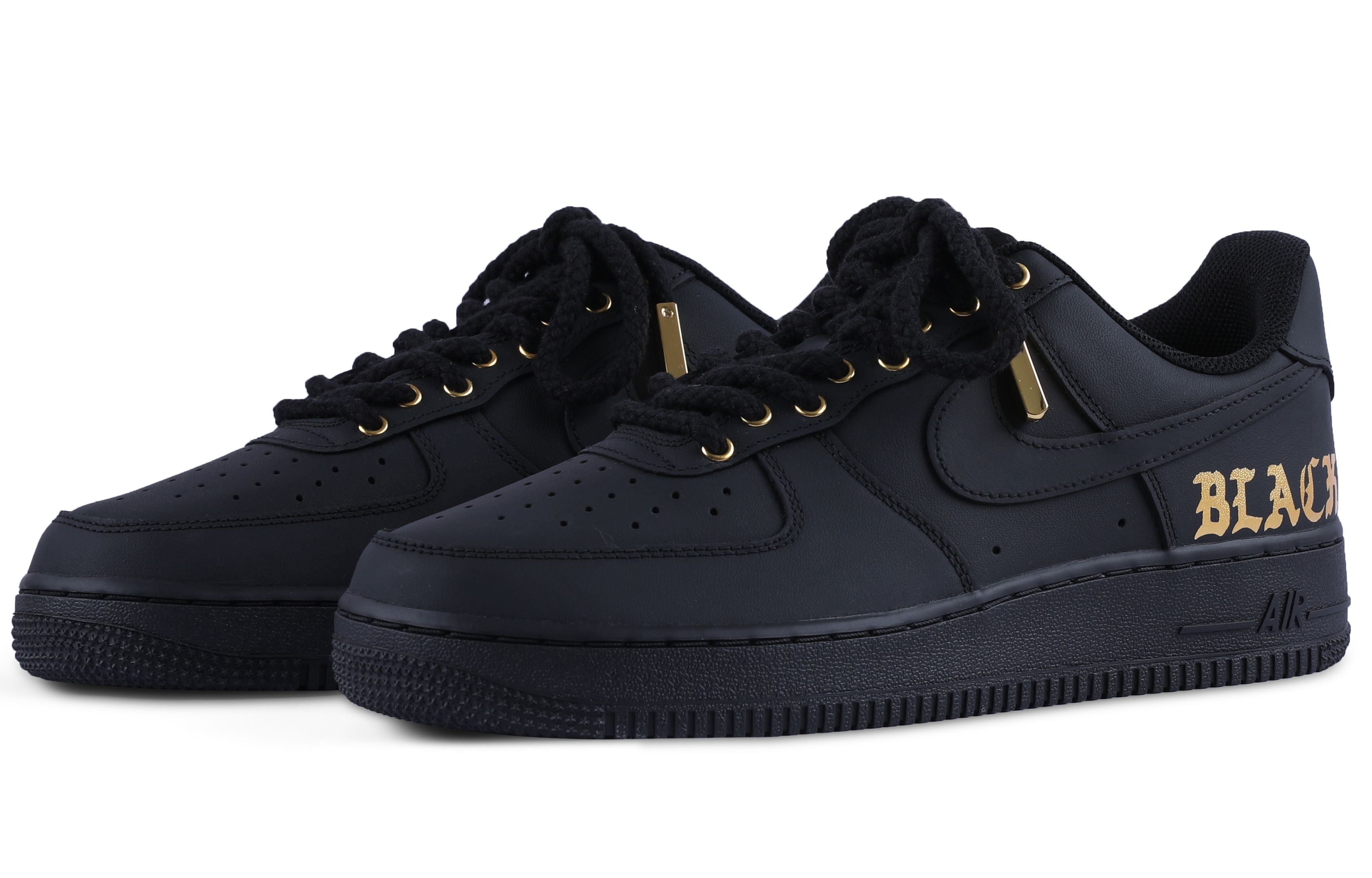 Lookbook (W) Zapatillas Nike Air Force 1 Low 'Negro Mate Oro Señor Oscuro' DD8959-001(TEAM55-哑光纯黑金)