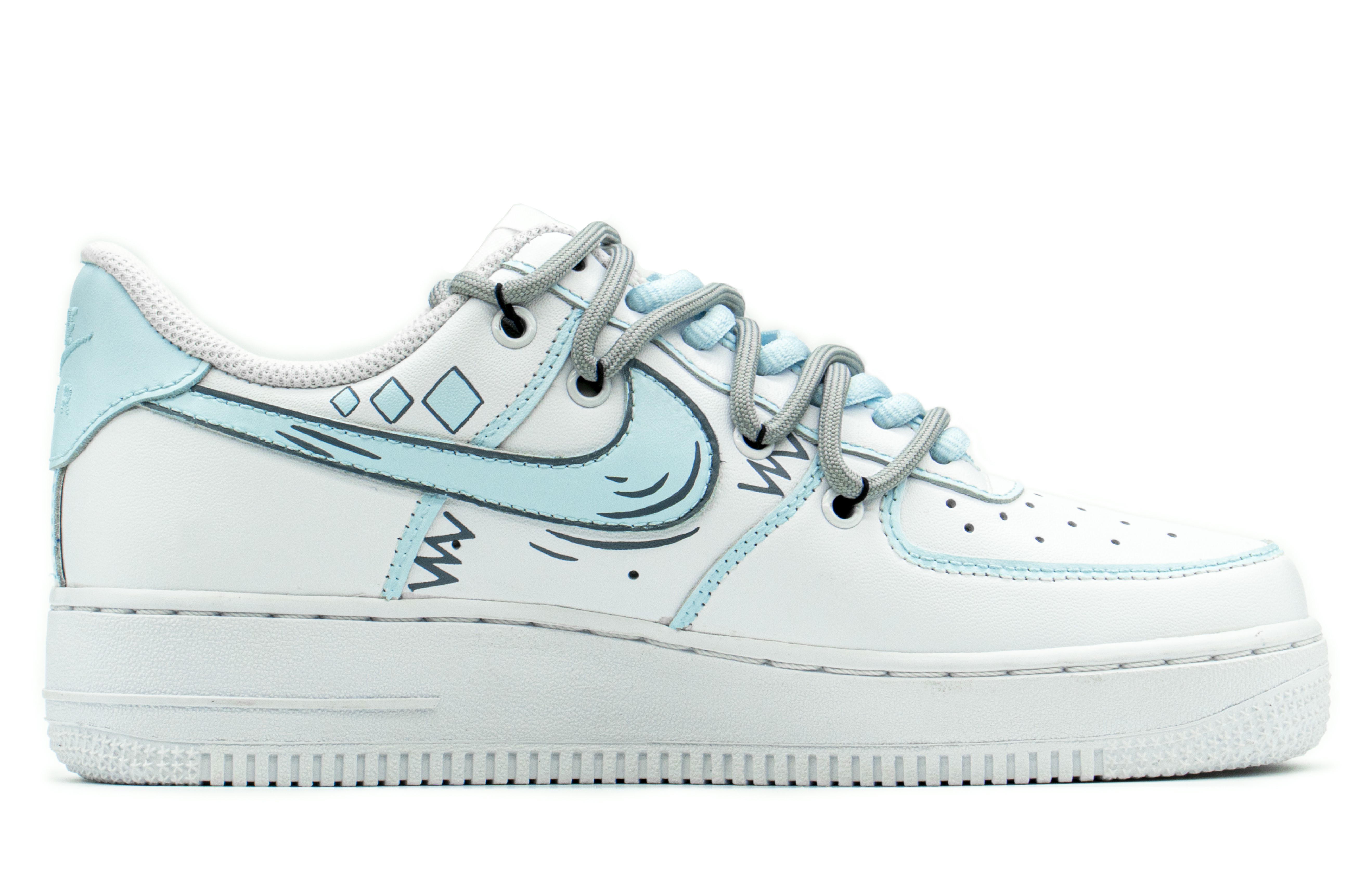Order (W) [Kasut Custom] Nike Air Force 1 Rendah 'Hari Mei Anime Poker' DH2920-111(TeamA-AF1扑克蓝白S-BOX)