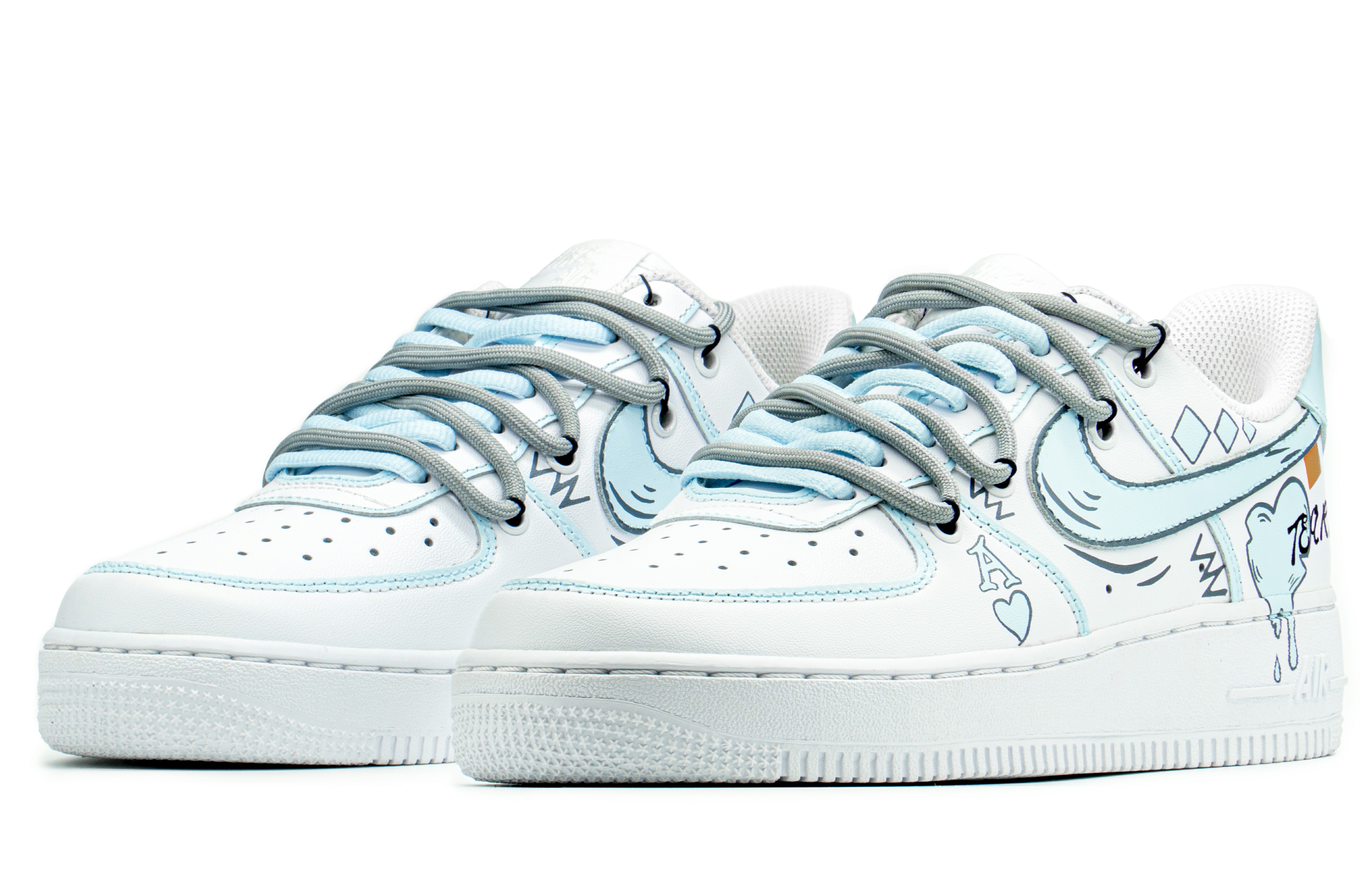 Lookbook (W) [Kasut Custom] Nike Air Force 1 Rendah 'Hari Mei Anime Poker' DH2920-111(TeamA-AF1扑克蓝白S-BOX)